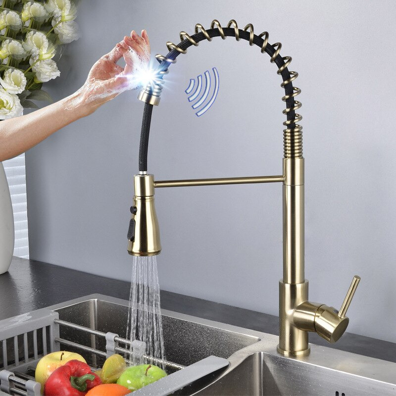  Fontana Toulouse Gold Finish Stainless Steel Sensor Kitchen Faucet